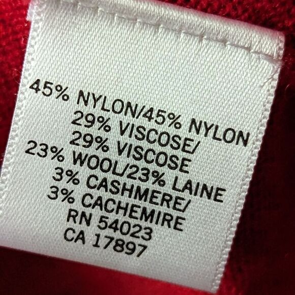 Banana Republic Merino Wool Cashmere Blend Holiday Red V-neck Sweater sz S - Picture 4 of 4